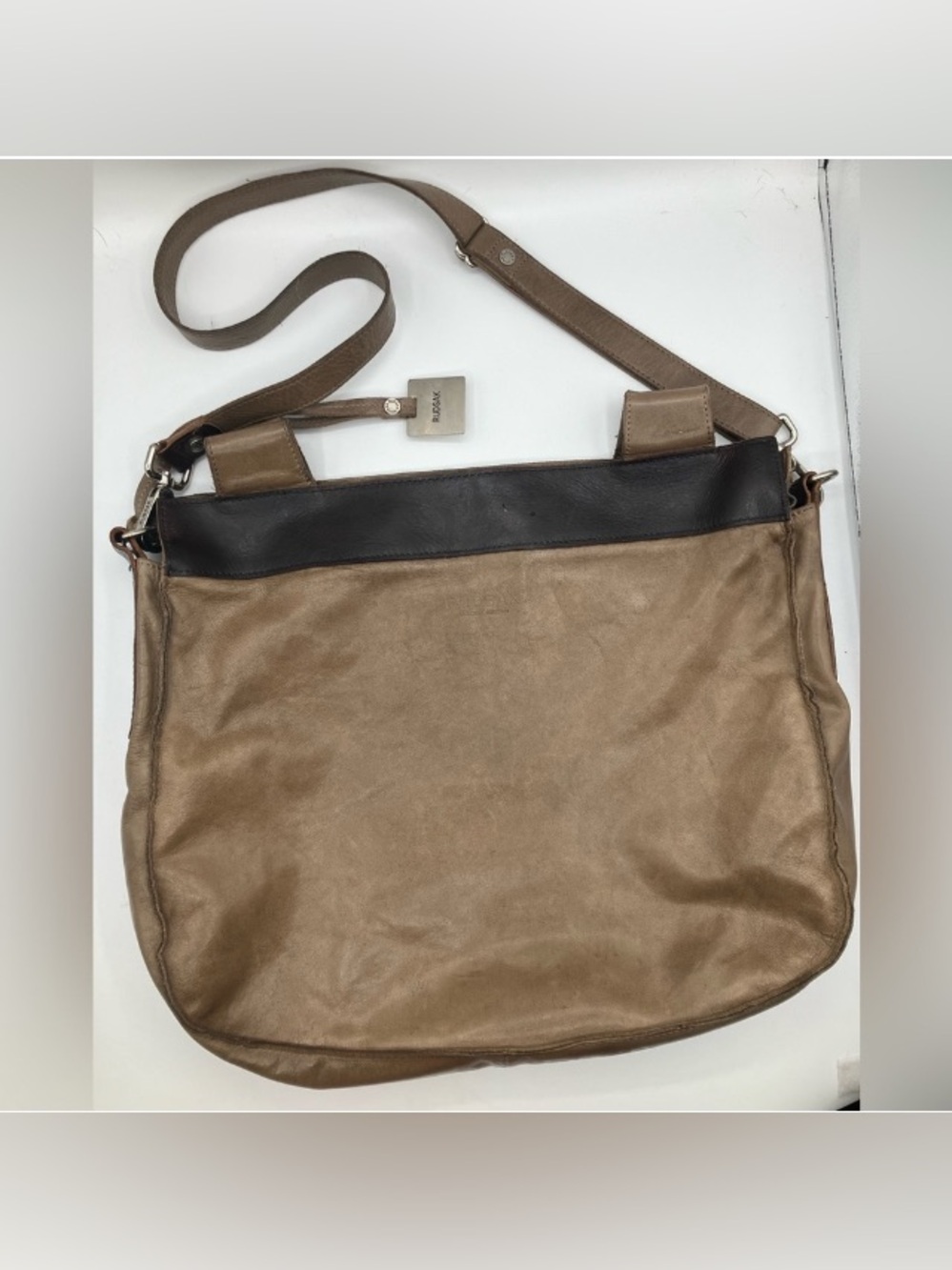 RUDSAK Tan and Black Leather Bag 2 bags in 1 big tote 👜